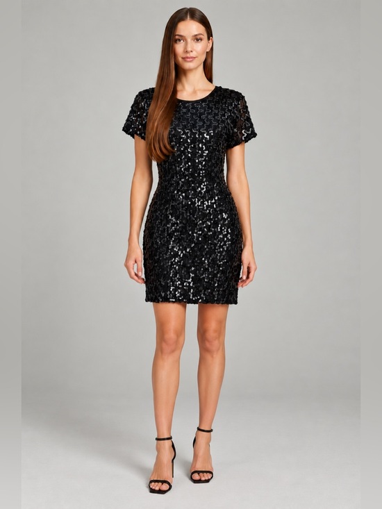 Petite Lanz Dresses & Skirts - Vtg Petite Lanz Black Sequin Mini Cocktail Dress Made in USA Holiday Party Goth